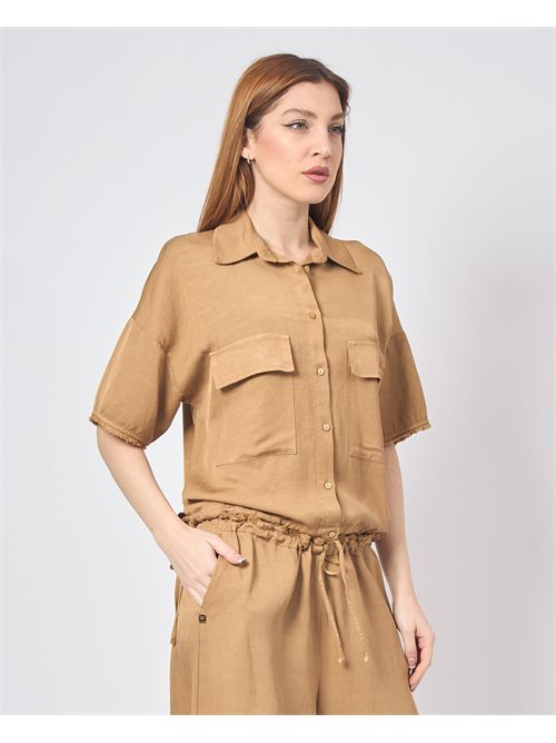 Manila Grace Linen Crop Shirt MANILA GRACE | C016RUMA635